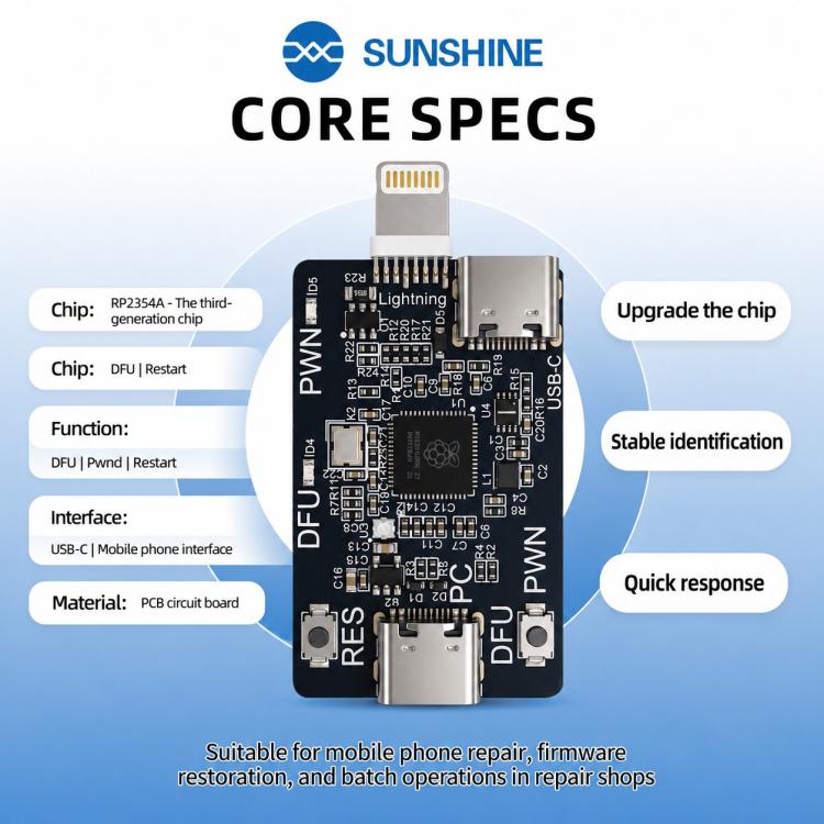 SUNSHINE RP2354A Third-Generation Chip PICO DFU Engineering Board for iPhone XR-11 Pro Max
