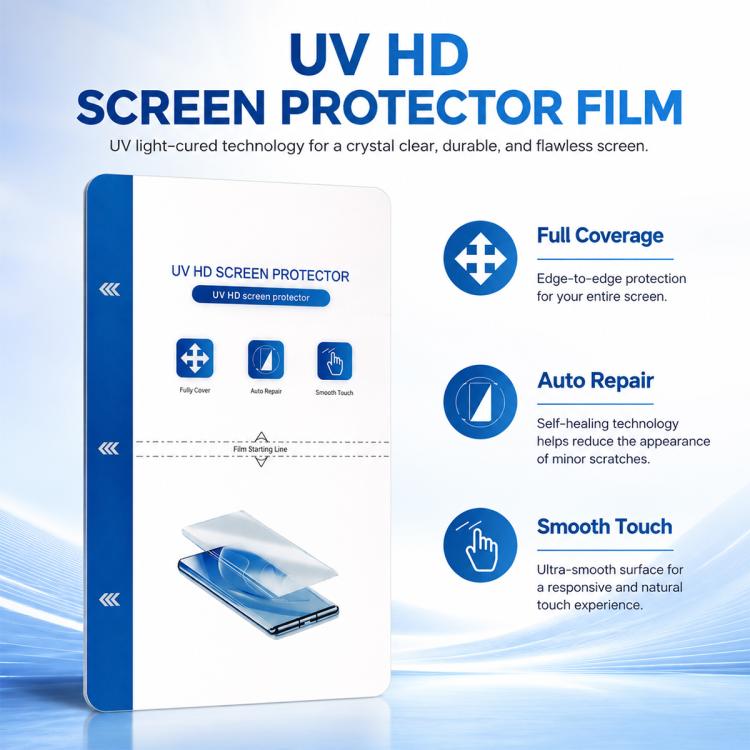 ZWX Full-Coverage Curved Silicone UV-Cured HD Film for Film Cutting Machines, 20 PCS/Pack, 40 PCS/Pack