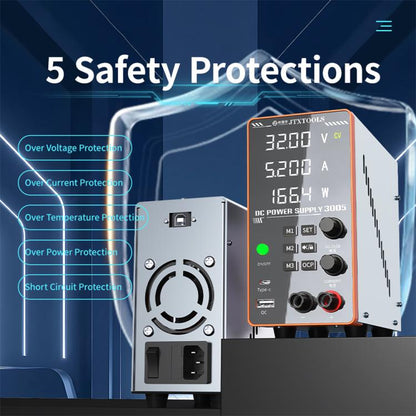 JTX-3005 Multiple Protections 4-Digit Display Adjustable DC Power Supply, EU Plug, US Plug