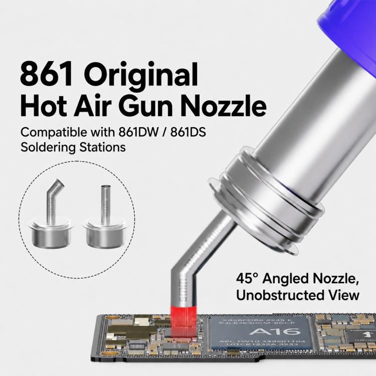 6 PCS/Pack MECHANIC 861 Series Soldering Station Hot Air Gun Nozzles, Curved Mouth, Straight Mouth