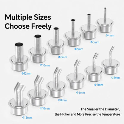 6 PCS/Pack MECHANIC 861 Series Soldering Station Hot Air Gun Nozzles, Curved Mouth, Straight Mouth