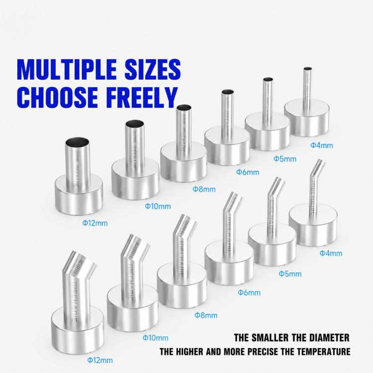 6 PCS/Pack MECHANIC 2008 Series Soldering Station Hot Air Gun Nozzles, Curved Mouth, Straight Mouth