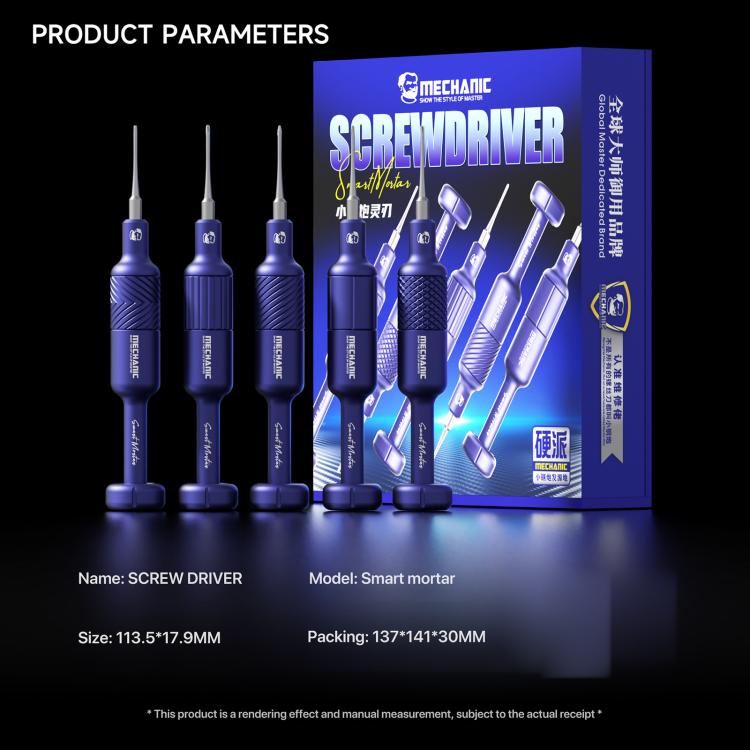 MECHANIC Smart Mortar Magnetic Precision S2 Steel 2D Screwdriver Set, 5 PCS/Pack, 4 PCS/Pack