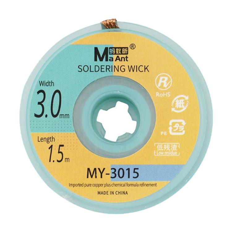 MaAnt 1.5m Low Residue No-clean Solder Wick, MY-1015, MY-1515, MY-2015, MY-2515, MY-3015, MY-3515
