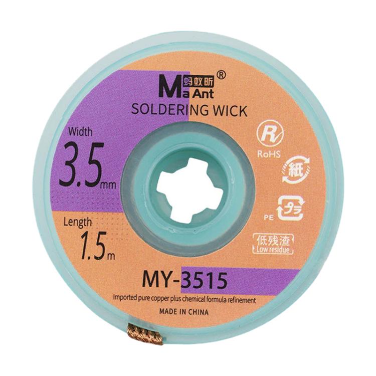 MaAnt 1.5m Low Residue No-clean Solder Wick, MY-1015, MY-1515, MY-2015, MY-2515, MY-3015, MY-3515