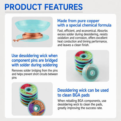 MaAnt 1.5m Low Residue No-clean Solder Wick, MY-1015, MY-1515, MY-2015, MY-2515, MY-3015, MY-3515