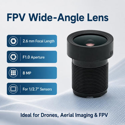 FPV Drone Camera Lens 1/2.7 inch F1.0 8MP Wide Angle Fixed Focus Lens, FPV Drone Camera Lens