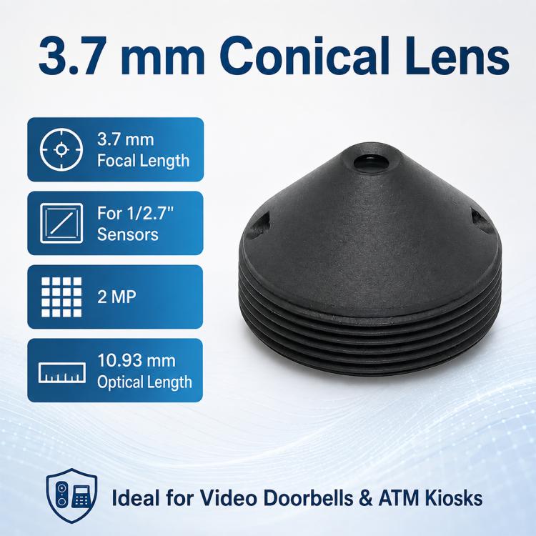 3.7mm Cone Lens 1/2.7 Inch M12 Security Monitor Video Doorbell Lens, 3.7mm Cone Lens