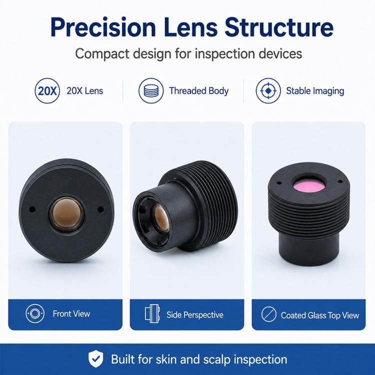 20x High-Definition Skin Analyzer Lens, M8 Interface Distortion-Free Optical Lens, 20x  Camera Lens