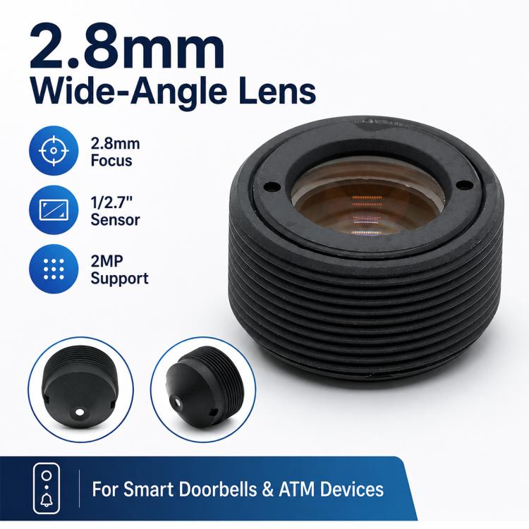 2.8mm Pointed Lens 1/2.7 Inch 2MP HD Wide-angle Optical Lens for Smart Home Monitoring, 2.8mm Pointed Lens