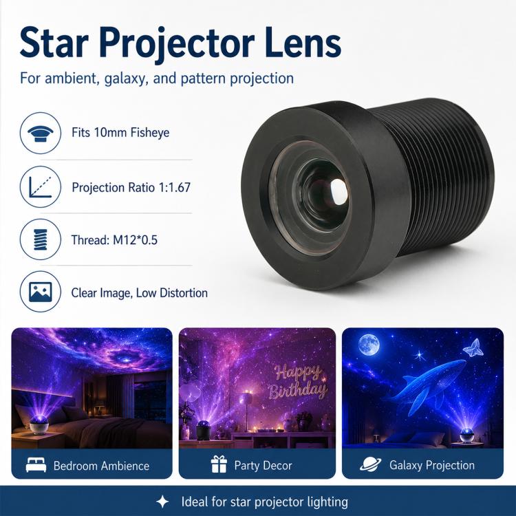 USB Star Projector Light Lens Compatible with 10mm Film High Projection Ratio HD Distortion-free Focusing Lens, USB Star Projector Light Lens