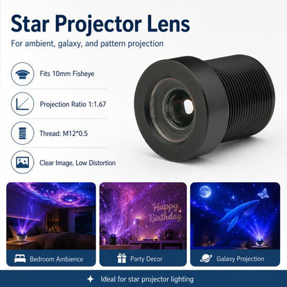 USB Star Projector Light Lens Compatible with 10mm Film High Projection Ratio HD Distortion-free Focusing Lens, USB Star Projector Light Lens