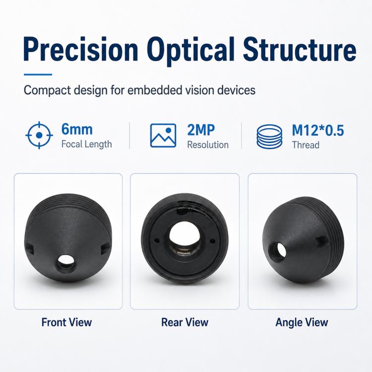 6mm Pointed Lens 1/2.7 Inch 2MP HD Access Control Facial Recognition Camera Lens, 6mm Pointed Lens