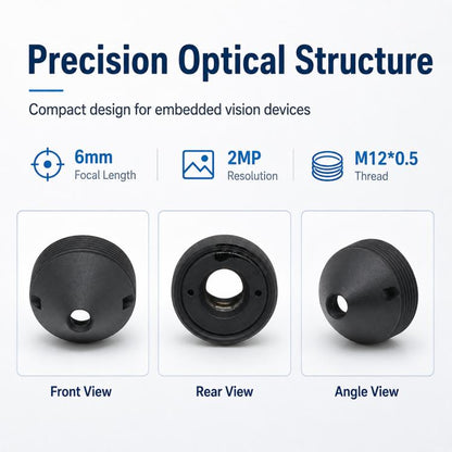 6mm Pointed Lens 1/2.7 Inch 2MP HD Access Control Facial Recognition Camera Lens, 6mm Pointed Lens