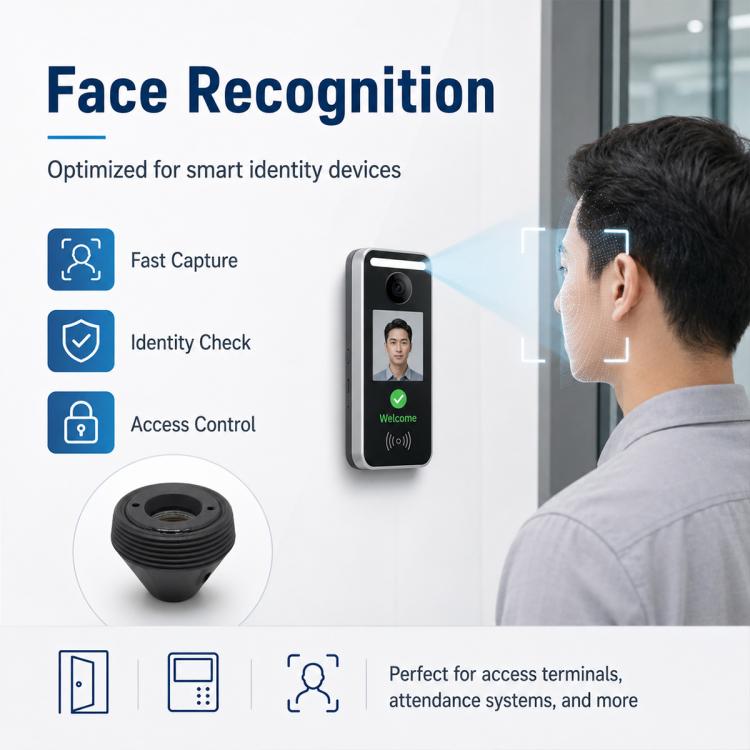 6mm Pointed Lens 1/2.7 Inch 2MP HD Access Control Facial Recognition Camera Lens, 6mm Pointed Lens