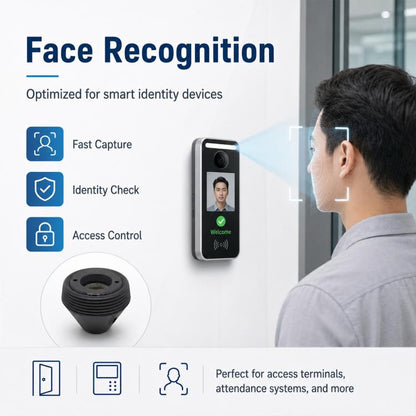 6mm Pointed Lens 1/2.7 Inch 2MP HD Access Control Facial Recognition Camera Lens, 6mm Pointed Lens