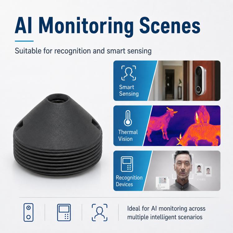 6mm Pointed Lens 1/2.7 Inch 2MP HD Access Control Facial Recognition Camera Lens, 6mm Pointed Lens