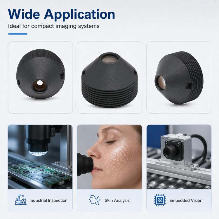 8mm Pointed Lens, Compatible with 1/2.7 Chip Industrial Inspection Skin Scanning Facial Recognition Access Control Equipment, 8mm Pointed Lens