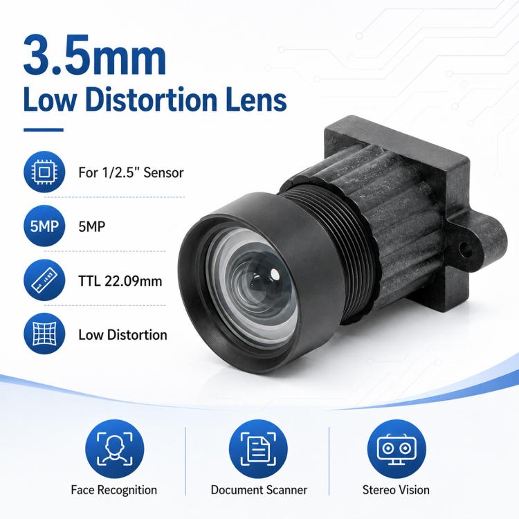 1/2.5 Inch 5MP High Definition Low Distortion AI Recognition Industrial Camera Lens, 1/2.5 Inch 5MP Lens