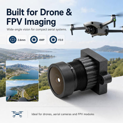 1/2.9-inch F2.0 4MP HD Ultra-Wide-Angle FPV Drone Lens Module for Aerial Photography and Image Transmission, F2.0 4MP HD Lens