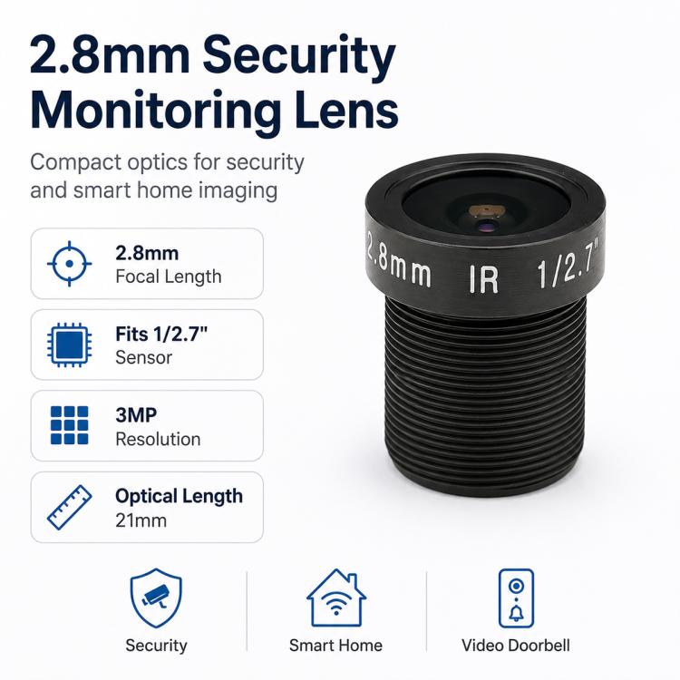 2.8mm 1/2.7 inch 3MP Security Camera Lens Video Doorbell Car Rearview Smart Home HD Lens, 2.8mm 1/2.7 inch Lens