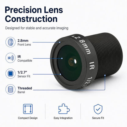 2.8mm 1/2.7 inch 3MP Security Camera Lens Video Doorbell Car Rearview Smart Home HD Lens, 2.8mm 1/2.7 inch Lens