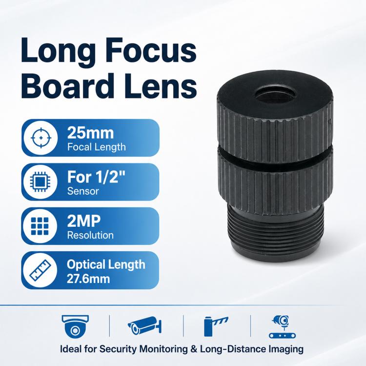 25mm Telephoto Optical Lens 5MP HD Lens for 1/2.7 Inch Sensor, Security Surveillance and Video Conferencing, 25mm Telephoto Optical Lens