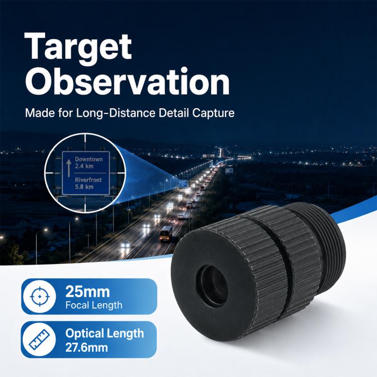 25mm Telephoto Optical Lens 5MP HD Lens for 1/2.7 Inch Sensor, Security Surveillance and Video Conferencing, 25mm Telephoto Optical Lens