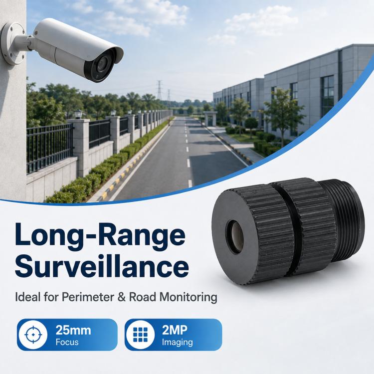25mm Telephoto Optical Lens 5MP HD Lens for 1/2.7 Inch Sensor, Security Surveillance and Video Conferencing, 25mm Telephoto Optical Lens