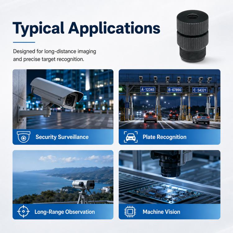 25mm Telephoto Optical Lens 5MP HD Lens for 1/2.7 Inch Sensor, Security Surveillance and Video Conferencing, 25mm Telephoto Optical Lens