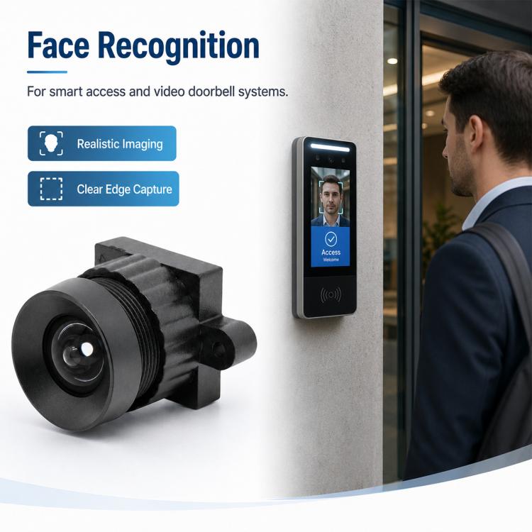 Robotic Mower Camera Lens, 5MP 1/2.5 Inch Sensor Lens, Binocular Camera Lens for Face Recognition, Low Distortion Design, Robotic Mower Camera Lens