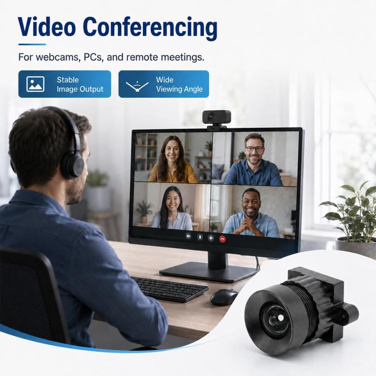Robotic Mower Camera Lens, 5MP 1/2.5 Inch Sensor Lens, Binocular Camera Lens for Face Recognition, Low Distortion Design, Robotic Mower Camera Lens