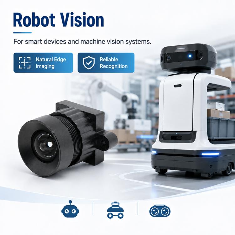 Robotic Mower Camera Lens, 5MP 1/2.5 Inch Sensor Lens, Binocular Camera Lens for Face Recognition, Low Distortion Design, Robotic Mower Camera Lens