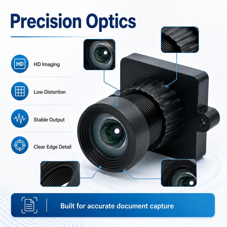 Low Distortion HD Lens 1/2.5 Inch Sensor Lens for Document Photography, ID Card Scanning and Receipt Recognition, Low Distortion HD Lens