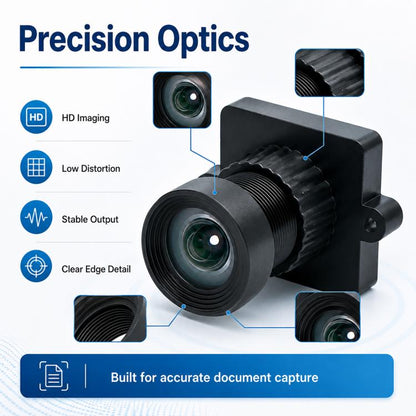 Low Distortion HD Lens 1/2.5 Inch Sensor Lens for Document Photography, ID Card Scanning and Receipt Recognition, Low Distortion HD Lens