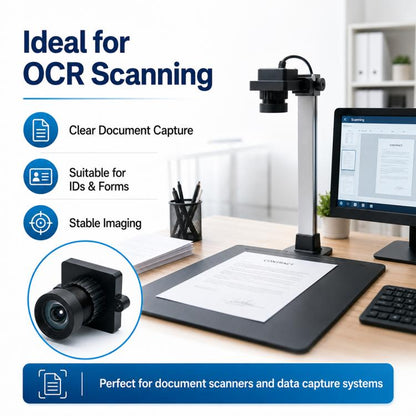 Low Distortion HD Lens 1/2.5 Inch Sensor Lens for Document Photography, ID Card Scanning and Receipt Recognition, Low Distortion HD Lens