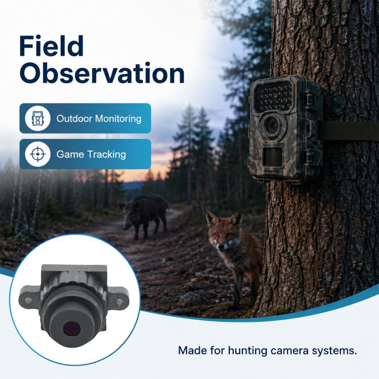 Hunting Camera Lens, 12mm Focal Length, 1/2.5 Inch Sensor, HD Low Distortion Narrow Band 850nm Night Vision Lens, Hunting Camera Lens