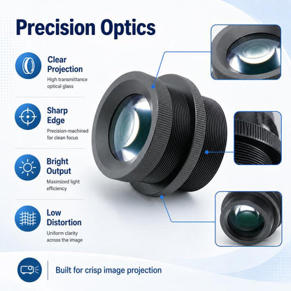 Advertising Projection Light Lens, Compatible with 25mm Film, 1:0.5 Projection Ratio, High Definition High Brightness Low Distortion Lens, rojection Light Lens