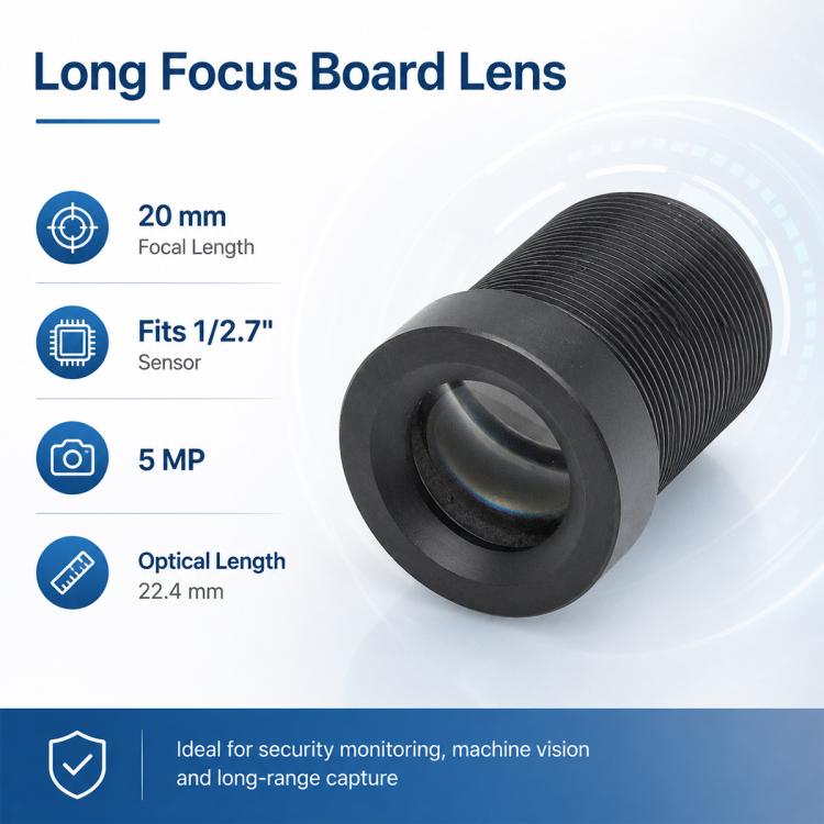 20mm Telephoto Lens 5MP HD Infrared Sensitive Lens for 1/2.5 Inch Sensor, Security Surveillance, 20mm Telephoto Lens