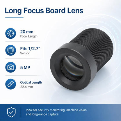 20mm Telephoto Lens 5MP HD Infrared Sensitive Lens for 1/2.5 Inch Sensor, Security Surveillance, 20mm Telephoto Lens