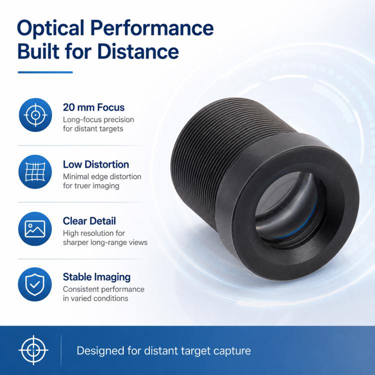 20mm Telephoto Lens 5MP HD Infrared Sensitive Lens for 1/2.5 Inch Sensor, Security Surveillance, 20mm Telephoto Lens