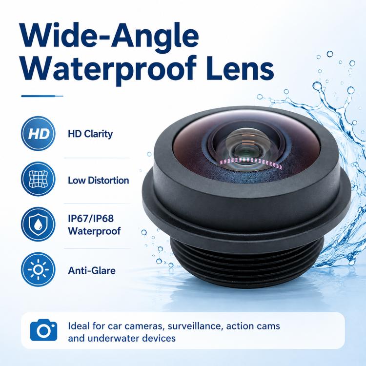 1.8mm Wide Angle Lens, 1/2.9 Inch Sensor HD Night Vision Panoramic Waterproof Lens for Automotive Surround View and Rear View Cameras, 1.8mm Wide Angle Lens