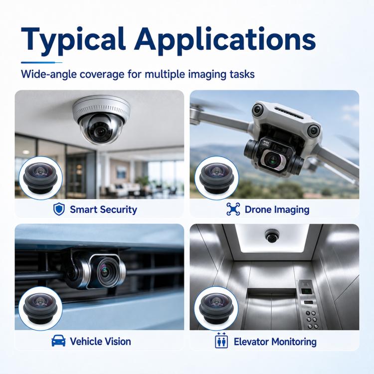 1.8mm Wide Angle Lens, 1/2.9 Inch Sensor HD Night Vision Panoramic Waterproof Lens for Automotive Surround View and Rear View Cameras, 1.8mm Wide Angle Lens