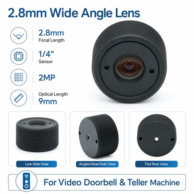 2.8mm Cylindrical Lens, 1/4 Inch Sensor Lens for Video Doorbells, Bank ATMs and Teller Machine Camera Modules, mm Cylindrical Lens