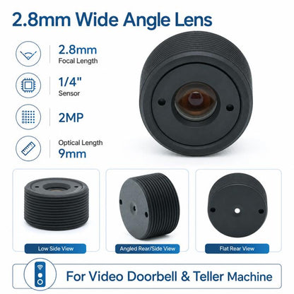 2.8mm Cylindrical Lens, 1/4 Inch Sensor Lens for Video Doorbells, Bank ATMs and Teller Machine Camera Modules, mm Cylindrical Lens