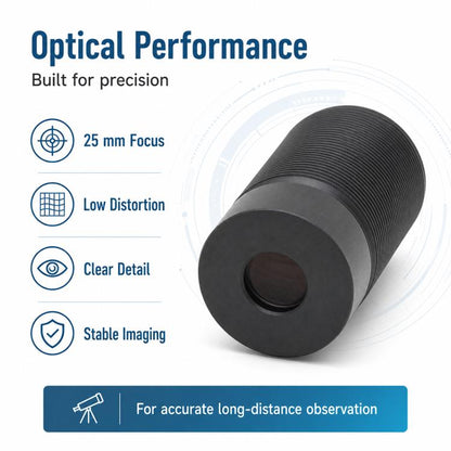 Industrial Machine Vision Lens, 25mm Telephoto Macro Lens, 5MP HD Large Depth Field Lens for Industrial Inspection, 25mm Telephoto Macro Lens