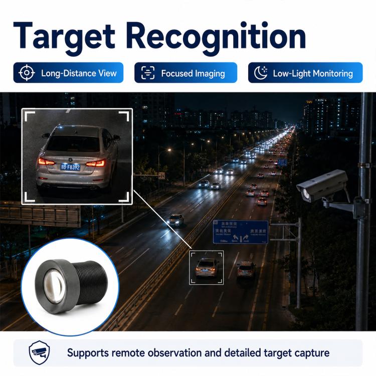12mm Telephoto Surveillance Lens, 5MP HD Low Distortion Infrared Sensitive Lens for 1/2.7 Inch Sensor, 12mm Telephoto Surveillance Lens