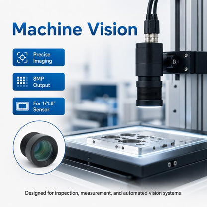 16mm Telephoto 8MP HD Lens for 1/1.8 Inch Sensor, Security Surveillance, License Plate Recognition and Machine Vision, 16mm Telephoto 8MP HD Lens