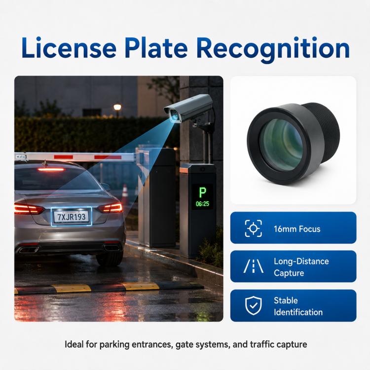 16mm Telephoto 8MP HD Lens for 1/1.8 Inch Sensor, Security Surveillance, License Plate Recognition and Machine Vision, 16mm Telephoto 8MP HD Lens
