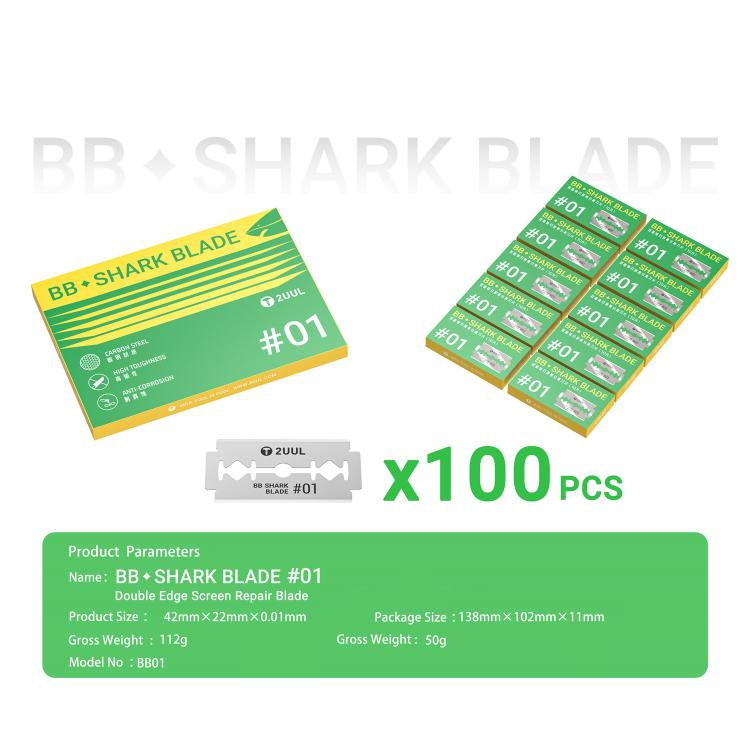 100 PCS/Pack 2UUL BB01 Double Edge Screen Repair Blades